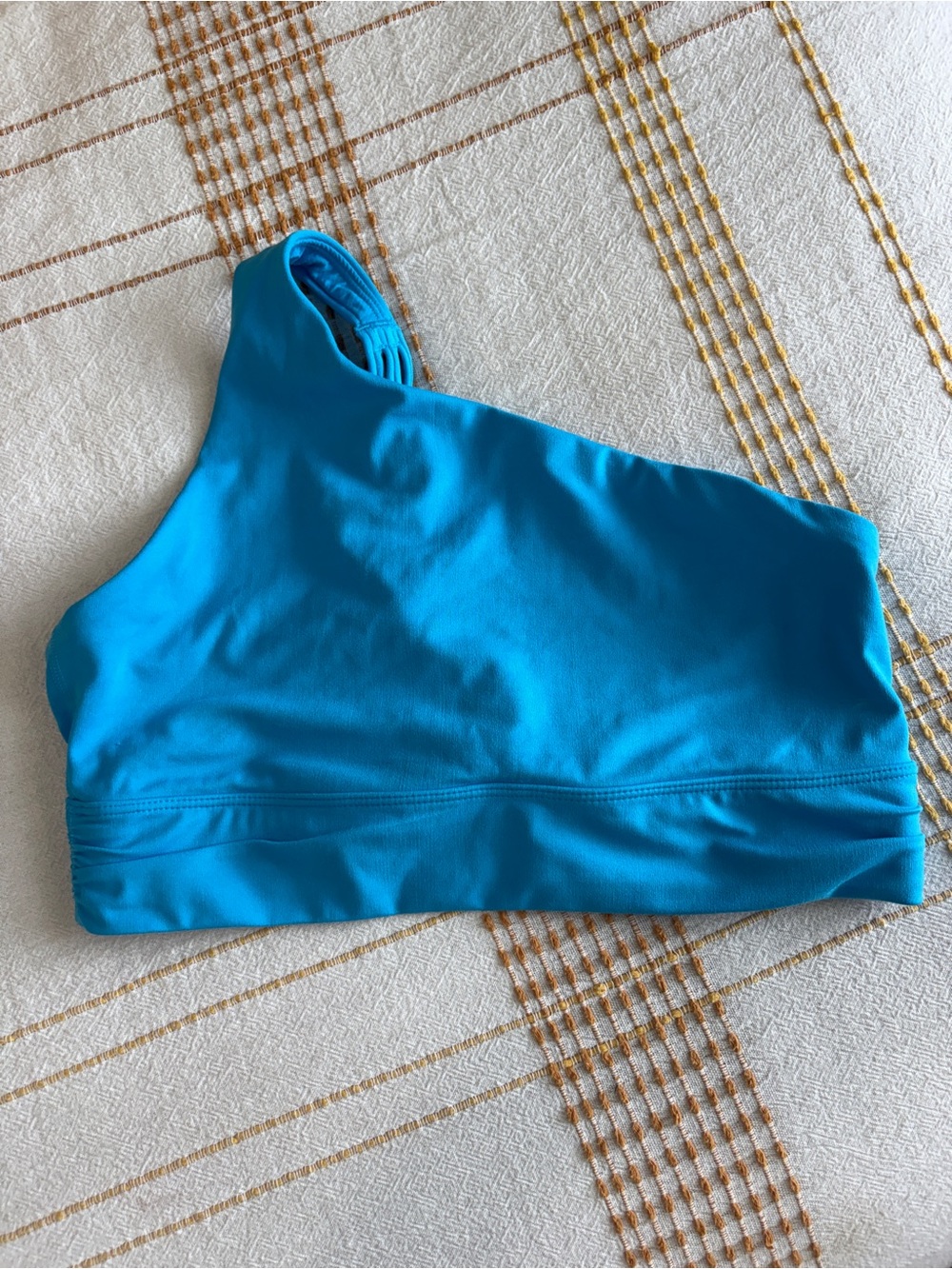 Athleta One-Shoulder Sports Bra in Bright Turquoise